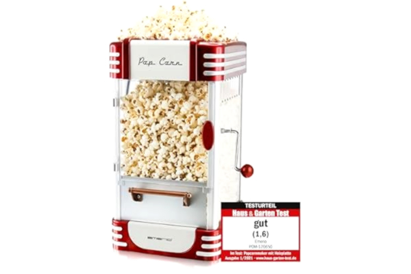Emerio  Popcornmaskin POM-120650, non-stick belagd behållare även lämplig för söt eller salt popcorn, 360 watt, stor