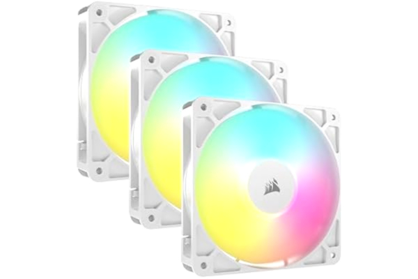 Corsair CORSAIR RS120 ARGB 120 mm PWM-Fläktar – Daisy-Chain-Anslutning – Lågbrusig – Magnetisk Kupollager – Trippelförpackning – Vit
