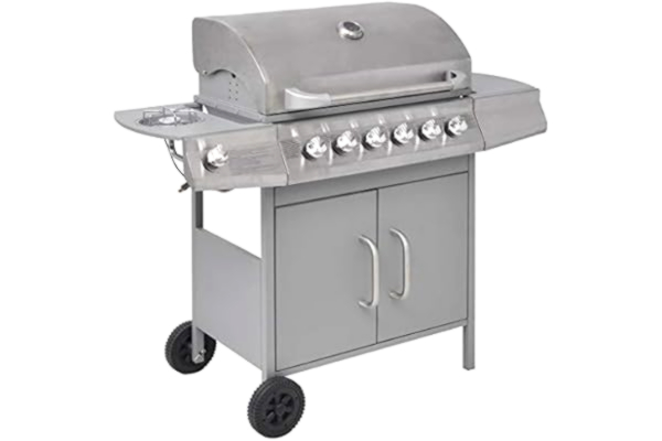 vidaXL  Grill gazowy ze strefą gotowania 6+1, kolor srebrny
