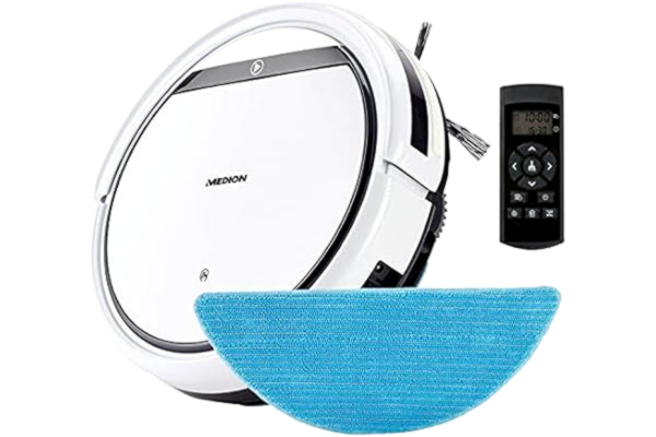 Medion MEDION Robot Vacuum Cleaner with Mopping Function, Dust Cleaner, with Programming Function, Operating Time 90 Minutes and Automatic Charging MD 18501