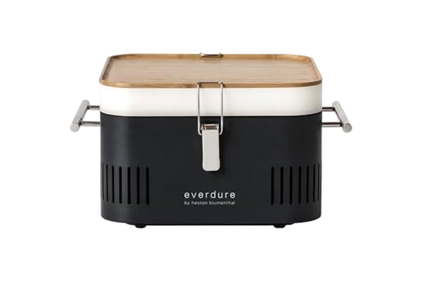 Everdure everdure by heston blumenthal Cube Kolgrill, mobil utomhusgrill, bärbar gourmetgrill med emaljerad grillskål, högkvalitativ campinggrill med förvaringsutrymme och skärbräda