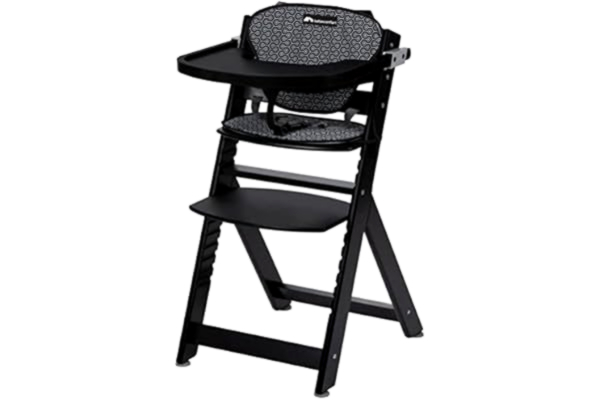 Safety 1st Bebeconfort Timba with Cushion, Houten Kinderstoel, in Hoogte Verstelbaar, 6 maanden tot 10 jaar, tot 30 kg, Diep zwart + geometrisch