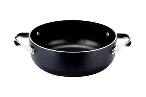 Alessi  Mami SG120/24 Low Casserole with Two Handles Aluminium, Black, 22.5 x 22.5 x 8.5 cm