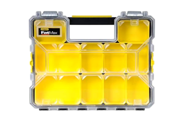 Stanley  FatMax 1-97-517 Professionele gereedschapsorganizer, 44,6 x 7,4 x 35,7 cm, organizer met uitneembare boxen en metalen sluitingen, waterdicht, stabiele koffer met platte vakken