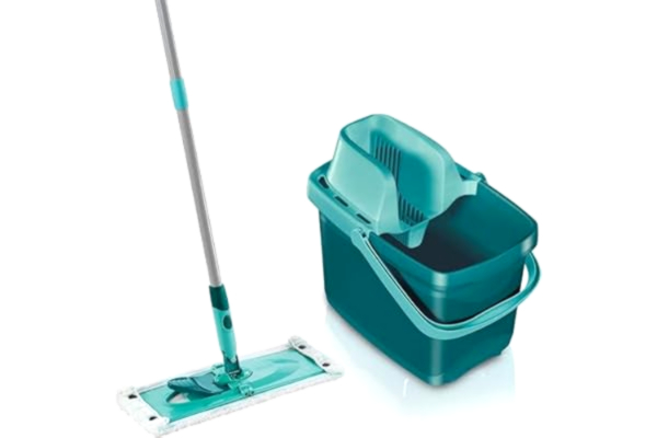 Leifheit  Set Combi M, Lavapavimenti per la pulizia della casa, Set con secchio e lavapavimenti con robusto manico pieghevole, Verde Taglia M