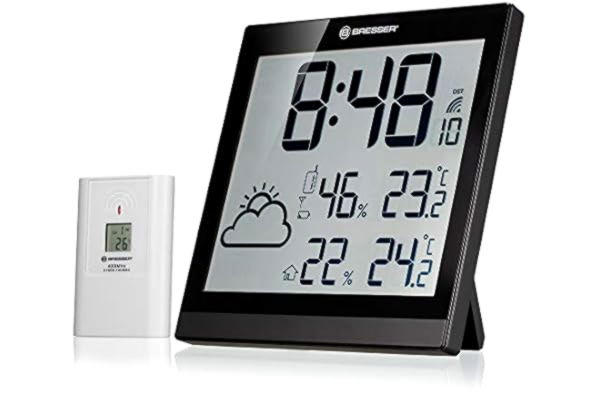Bresser  Weather Station Wall Clock TemeoTrend JC 22x22cm with outdoor sensor, black