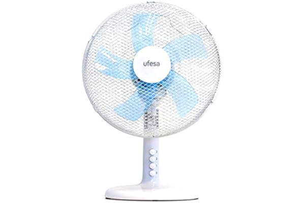 Ufesa  TF0300 Ventilateur de Table, 45W, 3 Vitesses, 30cm de Diamètre, 5 Pales, Oscillation Gauche/Droite