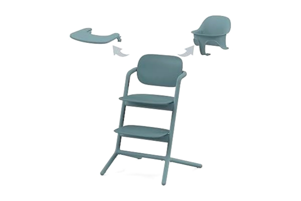 Cybex CYBEX Gold LEMO Barnstol 3-i-1-set, växer med barnet, 6 månader - 99 år, användbar från födseln mha separat CYBEX Bouncer, Baby-set och matbricka ingår, Aluminium/Plast, Blue (Blå)