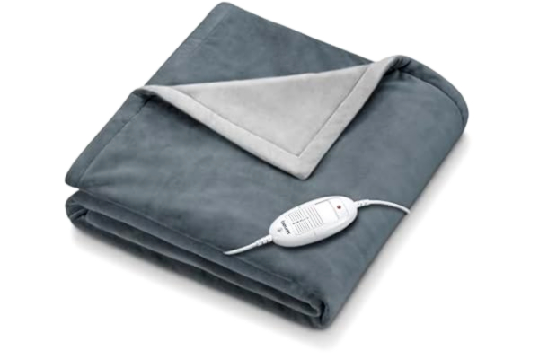 Beurer  HD 75 Dark Grey Couverture chauffante,couverture chauffante douce et moelleuse,6 niveaux de température,lavable en machine,avec arrêt automatique etparticulièrement sûre,gris foncé,180 x 130 cm