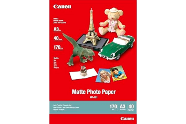 Canon  Fotopapper MP-101 matt vit – (DIN A3 40 ark) för bläckstråleskrivare – PIXMA skrivare (170 g/kvm)