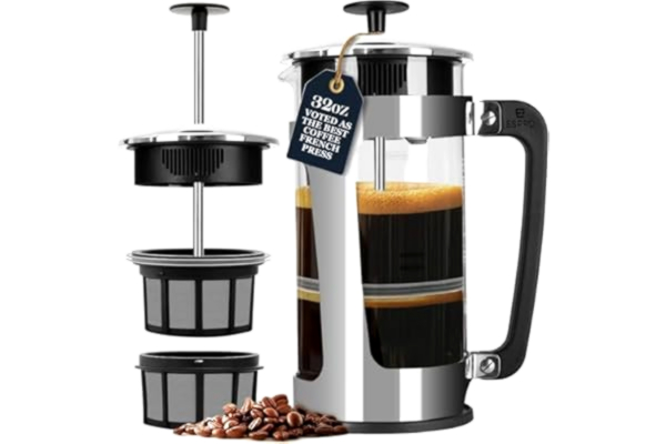 Espro  kaffepress, P5–32 oz, glas och rostfritt stål, FFP detaljhandelsförpackning 32 unce glas/rostfritt stål
