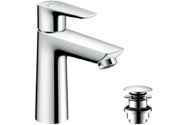 Hansgrohe hansgrohe Talis E 1-grepps tvättställsblandare 110, badrumskran med push-open ventil, krom, 71711000