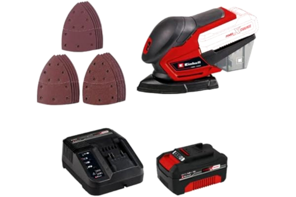 Einhell EINHELL 18V Power X-Change multischuurmachine - TE-OS 18/150 Li - Solo - Starter Kit Power 4.0Ah - Set van 15 schuurmate