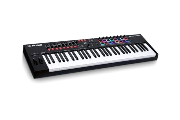 M-Audio M-AUDIO Oxygen Pro 61 - USB MIDI Keyboard Controller med 61 tangenter, Beat Pads, MIDI-tilldelningsbara rattar, knappar och faders samt Native Instruments Sound Package (NKS Integration)