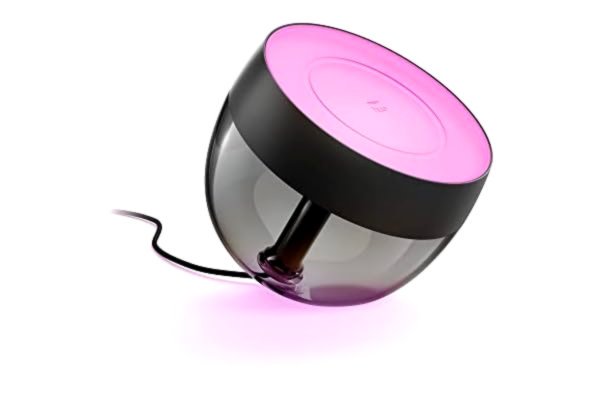 Philips  Hue White & Col. Amb. LED-bordslampa iris, svart, dimbar, 16 miljoner färger, djup dimningsfunktion, styrbar via app, kompatibel med Amazon Alexa (Echo, Echo Dot)