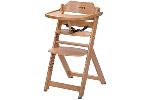 Safety 1st  Timba Meegroeiende Hoge Stoel, Incl. Afneembaar Tafeltje, van Massief Beukenhout, Hoge Rugleuning, vanaf Ca. 6 Maanden tot Ca. 10 Jaar (Max. 30 Kg), Beukenhout, Natuurlijk Hout/Zwart