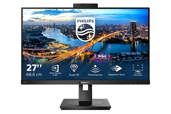 Philips  275B1H monitor QHD, 27", kamera internetowa, regulacja wysokości (2560 x 1440, DVI, HDMI, DisplayPort, koncentrator USB), kolor czarny