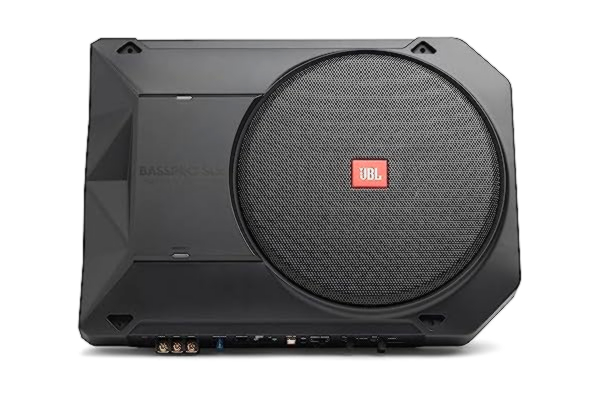 JBL  BassPro SL2 Aktiv bilsubwoofer - Aktivt bashögtalare för hifi under sätet med basreflexbas JBL box stor 8 tum | 200 mm och 125 Watt aktiv förstärkare bil