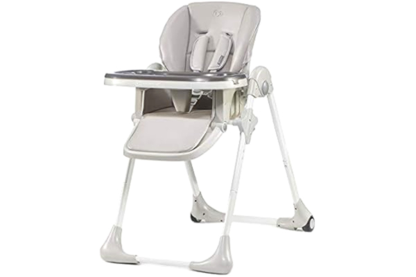 KinderKraft Kinderkraft Highchair YUMMY, Baby Chair, Ergonomic, Comfortable, Reclining, Foldable, with Ajustable Height, Footrest, Detachable Double Tray, for Toddler, from 6 Month to 3 Years, Gray (Pack of 1)