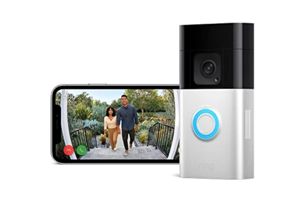 Ring  Battery Video Doorbell Plus från Amazon | Trådlös dörrklockskamera med 1536p HD-video, mörkerseende i färg, WiFi | 30 dagars kostnadsfri provperiod av Ring Protect