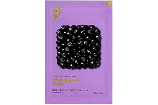 Holika Holika Holika - vitaliserande ansiktsmask - Ampoule Mask Sheet - Acai Berry - 1, Translucent, 20 st