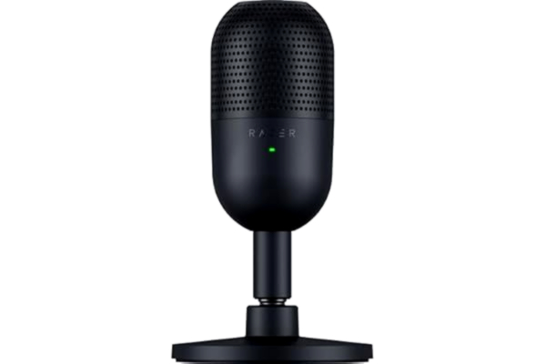 Razer  Seiren V3 Mini - Ultrakompakt USB-mikrofon (14 mm kondensatormikrofon, superkardioid pickupmönster, Tap-to-Mute-sensor med LED, stötdämpare) Svart