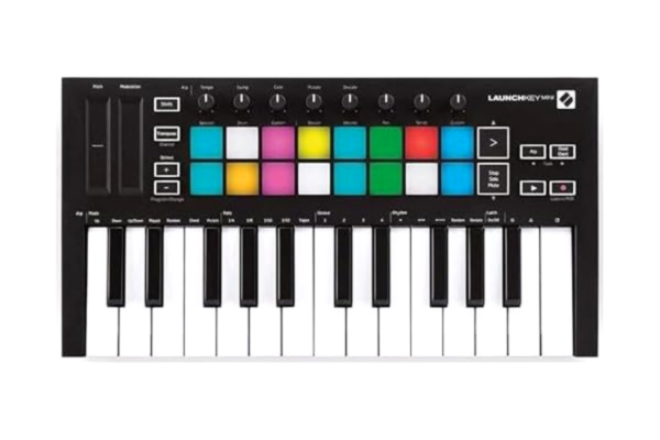 Novation  Launchkey Mini [MK3] – Portabel MIDI keyboard-controller med 25 tangenter, USB och DAW-integration, med Scale-läge, Chord-läge och arpeggiator för musikproduktion