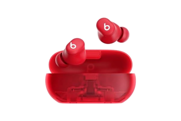 Beats  Solo Buds – trådlösa Bluetooth öronsnäckor | 18 timmars batteritid | Apple- och Android-kompatibilitet | Inbyggd mikrofon – genomskinligt röd