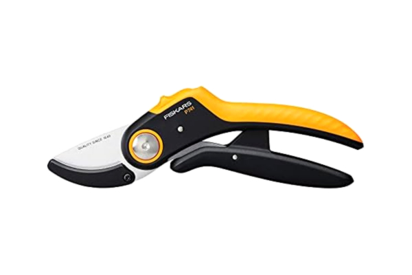 Fiskars  Anvil Garden Pruners, Plus PowerLever, P741, For dry and hard wood, Non-stick coating, Stainless steel blades, Length: 22.1 cm, Black/Orange, 1057171