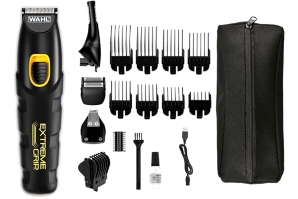 Wahl  Extreme Grip Advanced multigroomer, 240 minuters körtid, näshårstrimmer för män, stubbtrimmer, vårdset, kroppstrimmer, tvättbara växelhuvuden