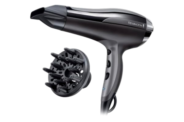 Remington  hårfön, 2400W, 3 värme och 2 hastighetsinställningar, koncentrator, diffuser, kalluftsfunktion, jonisering, upphängningsögla, löstagbart bakre galler, D5220