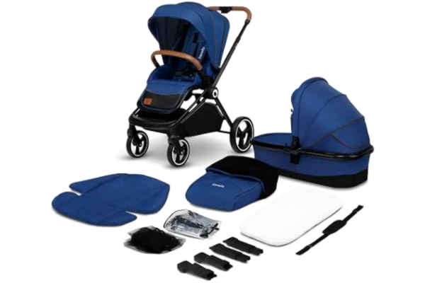Lionelo LIONELO Mika poussette enfant compacte 2en1, nacelle, poussette canne, poussette cosy, un habillage de pluie, une moustiquaire, un chauffe-pieds, poussette compact, pousette bebe complet (BLUE)