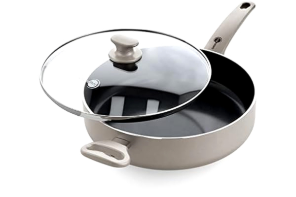 GreenPan  Cambridge Casserole antiadhésive en céramique saine de 28 cm/4,2 litres avec couvercle, sans PFAS, pour induction, lave-vaisselle, four, bronze.