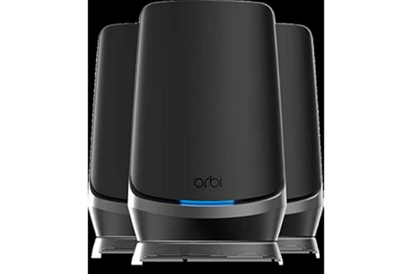Netgear  RBKE963B AXE11000 (3-Pack) Orbi 960 Series Quad-Band WiFi 6E Mesh System 10.8Gbps 10 Gig Port Black - Mesh router 802.11a/b/g/n/ac/ax (Wi-Fi 6E)