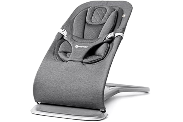 Ergobaby  3-in-1 Evolve Bouncer, Ergonomisk babysitter för nyfödda från födsel till småbarn, babygungstol med insats för nyfödda (2,5 kg - 13,2 kg), Grå (Charcoal Grey)