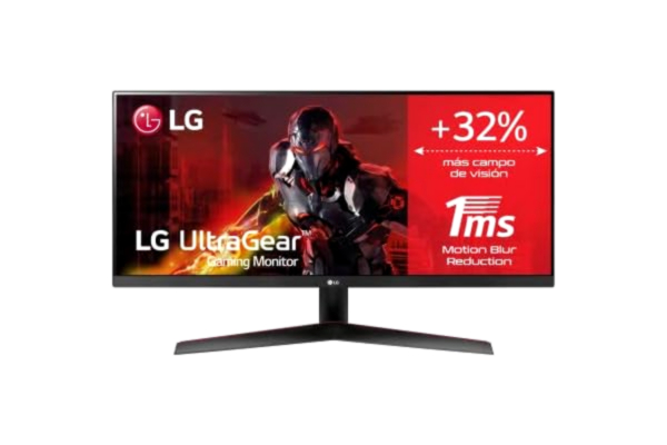 LG  29WP60G-B - LG Ultragear Gaming-monitor (IPS-paneel: 2560x1080p, 21:9, 250 CD/m², 1000:1, 5ms, 1ms met MBR, ingangen: DP x1, HDMI x1, AMD FreeSync) zwart
