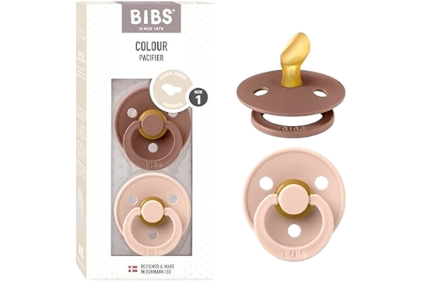 Bibs BIBS Colour Napp 2-pack, BPA-fri napp, Anatomisk sugdel. Naturgummilatex, Tillverkat i Danmark/EU. Storlek 1 (0-6 månader), Woodchuck/Blush