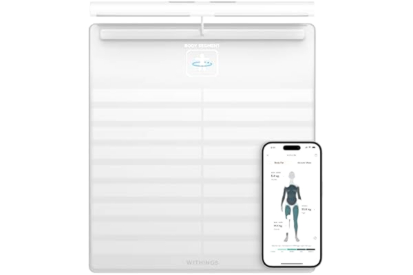 Withings WITHINGS Body Scan – Wi-Fi-ansluten våg för att förbättra din hälsa, impedansmätvåg, analys av kroppssammansättning, kroppsfett, muskelmassa, vattenmängd, elektrokardiogram.