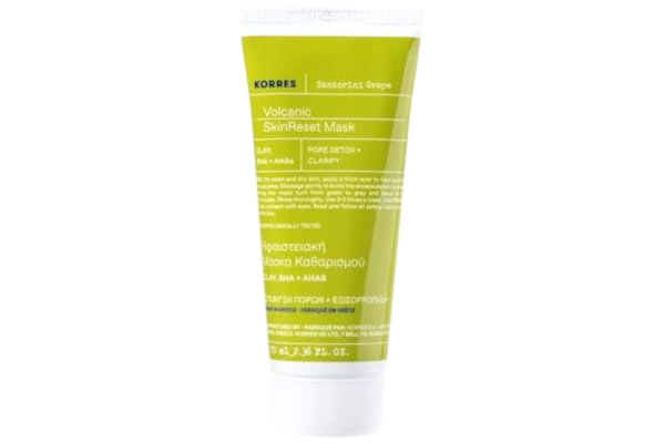 Korres Korre SANTORINI GRAPE Hudförfinande mask med vulkansand, porförfinande, med aktiva kolkapslar och salicylsyra BHA, vegan, 70 ml