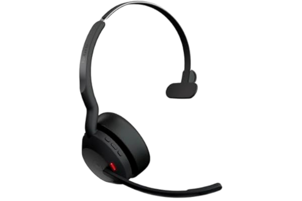 Jabra  Evolve2 55 trådlöst monoheadset med Jabra Air Comfort-teknik, mikrofoner med brusreducering och ANC – certifierat för MS Teams, fungerar med alla andra plattformar – svart