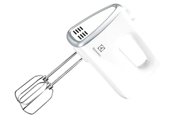 Electrolux  Elvisp Modell EHM3300 Handmixer med vispar och degkrokar, Fem hastigheter, Turbofunktion, 450W, Vit