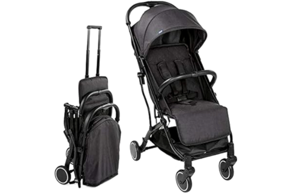 Chicco  Trolley Me Poussette Canne Bébé Ultra Légère, Compacte, Pliable et Inclinable de la Naissance à 15 kg, avec Système Trolley, Housse de Pluie Incluse, et CapoteExtensible - Stone