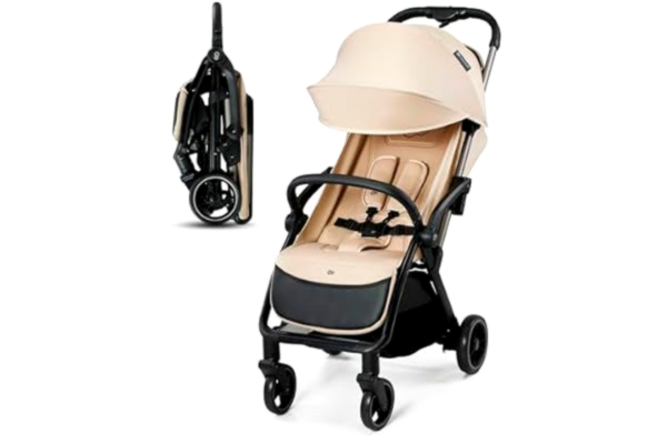 KinderKraft Kinderkraft APINO Lätt barnvagn, resevagn, automatisk hopfällning, AUTO FOLDING, lätt att klämma fast, justerbart ryggstöd i liggläge, maxvikt upp till 24 kg, beige