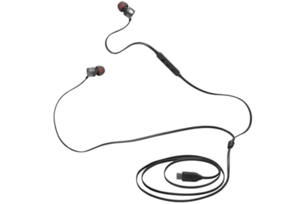 JBL  Tune 310 C - Trådanslutna In-ear-hörlurar med Hi-Res-certifierad ljud, fjärrkontroll med 3 knappar och mikrofon, platt trasselfri kabel, svart