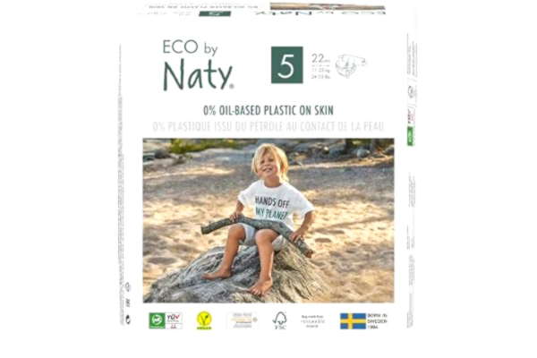 Naty Eco by Naty Premium engångsblöjor för känslig hud, storlek 5, 11–25 kg, (1 x 22 stycken)