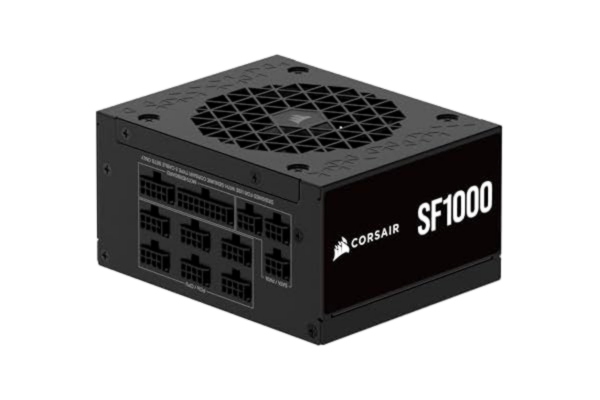 Corsair CORSAIR SF1000 (2024) Fullt Modulärt 80 PLUS Platinum ATX-Strömförsörjning med Låg Ljudnivå – ATX 3.1-Kompatibel – PCIe 5.1-Kompatibel – SFX-till-ATX-Fäste Ingår – Svart