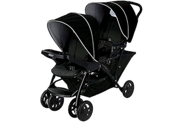 Graco  Stadium Duo Click Connect Tandem Double Pushchair/Stroller, Car Seat Compatible, Black/Grey