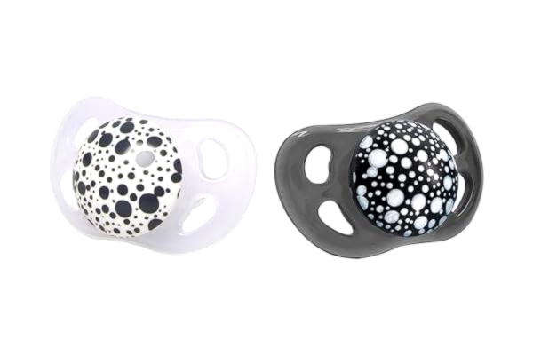 Twistshake  2x 0-6 Månader Nappar, Lätt Napp Som Andas med extra ventilation och ortodontisk form, Silikonnappar för Känslig Hud, Svart/Vit