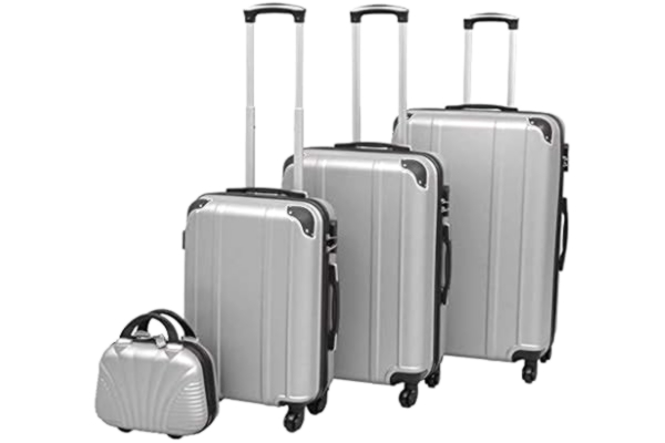 vidaXL  Zestaw walizek na kółkach w kolorze srebrnym, 4 szt.