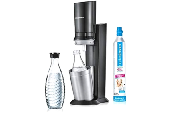 SodaStream sodastream Crystal 2.0 Titanium Water Carbonator with 3 Glass Bottles